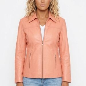Vintage Lew Magram Collection Leather Jacket Medium Pastel Orange Women's